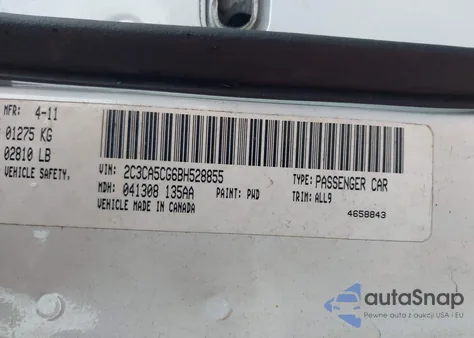 2011 Chrysler 300 Limited from USA, damaged, VIN 2C3CA5CG6BH528855